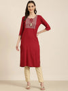 Women Maroon Floral Straight Kurta-NJ-3546260-Maroon