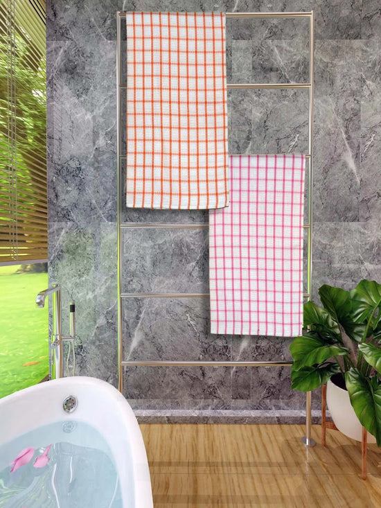 Athom Living Premium Gamcha Bath Towel 65 x 135 cm Pack of 2 Multicolored checkered-ATZ-BT-1B-1C