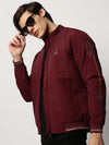 Men Maroon Solid Casual Bomber Jackets-ZD-3601-Maroon