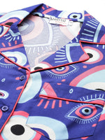 Shirt Shorts nightwear set in Blue Evil Eye Print