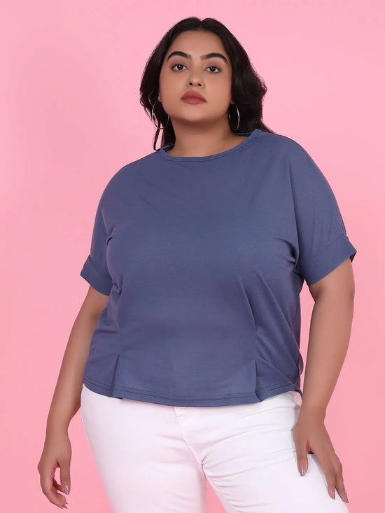 Women's Blue Solid Top-AE-10496-Blue