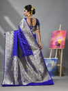 Blue Katan Silk Banarasi Saree With Ethnic Motifs And Zari Woven Designs-MA52KA441380081