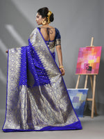 Blue Katan Silk Banarasi Saree With Ethnic Motifs And Zari Woven Designs-MA52KA441380081