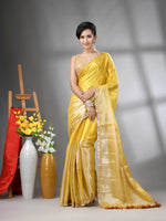 Light And Dark Yellow Shimmer Tissue Saree With Gota Patti Borders-MA62TIS33990017