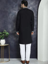 Men's Embroidered Kurta With Pyjama.-JOKP-P-5045Black