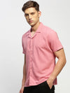 Men Peach Solid Shirt-AANYA-1688-Rose