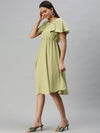 Women Green Solid A-Line Dress-AE-9874-Green