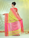 Light Green Cotton Saree With Temple Borders-MA66CT43640013