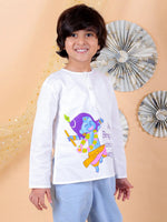 BownBee Unisex Cotton Holi Full Sleeve Kurta - White-BS24TP46WHA18