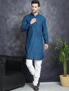 Chikankari Pure Cotton Kurta with Churidar-JOKP-561Peacock