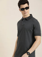 Dillinger Grey Solid Regular Polo T-shirt-DLPOL003DKG-S