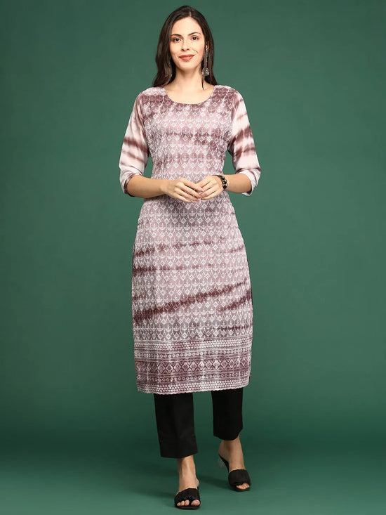 Women Mauve Embellished Straight Kurta-SKC-1251-Mauve