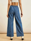 Women Blue Tencel Contrast Piping Detail Pants