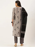 Women's Grey Printed Kurta Sets-FS-2199-Grey