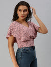 Women's Mauve Printed Crop Tops-AE-10180-Mauvenavyblue