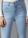 Women's Blue Solid Fit Denim Jeans-GZ-5350-Blue