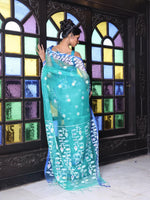 Sea Green Muslin Saree With Jamdani Designs-MA64MS401190017