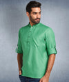 Hangup Men Standard Solid Men's Indian Wear-DarkParrot_Magic_Patch_Short2Kurta