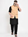 Hangup Men Standard Solid Men's Indian Wear-KhakhiJute_Nehru