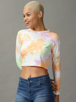 Women's Multi Tie Dye Crop Top-AE-10523-Multi