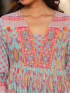 Blue Embroidered Cotton Voile Peplum Tunic