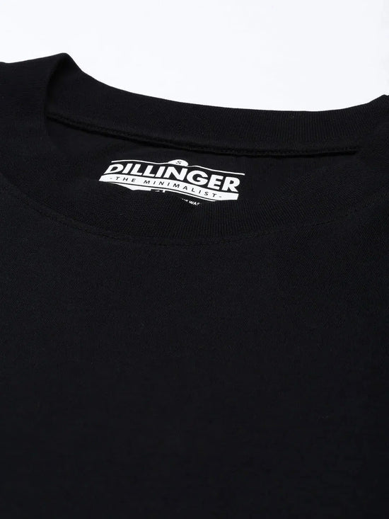 Dillinger Black Solid Oversized T-Shirt