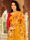 Saree Mall Women's Chiffon Mustard Printed Designer Saree With Blouse Piece-STARCFN31501C