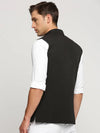 Men Black Mandarin Collar Solid Nehru Jacket-AK-2250-8-Black