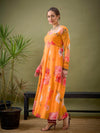 Women Yellow Floral Anarkali Kurta