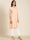 Women Peach Solid Straight Kurta-DF-1432-Peach