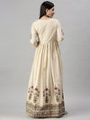 Women's Beige Floral Anarkali Kurta-BSM604-Beige