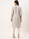 Women's Grey Solid Straight Kurta-DF-1201-Grey