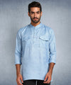 Hangup Men Standard Solid Men's Indian Wear-Blue_2Pkt_Short_2Kurta