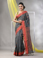 Grey Silk Matka Soft Saree With Paisley Motifs-MA57SLMT331760022