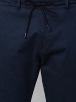 Genips Men's Navy Cotton Stretch Bahamas Cargo Fit Solid Cargo