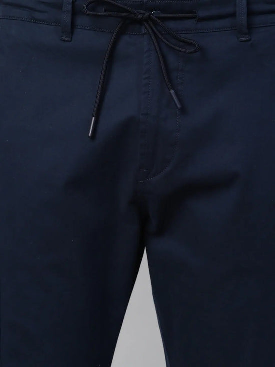 Genips Men's Navy Cotton Stretch Bahamas Cargo Fit Solid Cargo