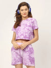 Rigo Tie & Dye Crop Top And Shorts Cotton Set-WTRKST1003-L