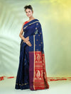 Navy Blue Cotton Saree With Ethnic Motifs-MA66BCT431080054