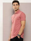 Dillinger Pink Solid Regular Snap Polo T-shirt