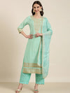 Women Sea Green Printed Kurta Set-GW-3458-Seagreen