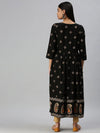 Women's Black Printed Straight Kurta-CR2229-Black