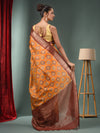 Yellow Blended Silk Handwoven Ajrakh Print Saree-MA50BSL34830020