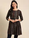 Women's Black Embellished Anarkali Kurta-GW-3406-Black