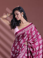 Dark Purple Silk Soft Saree With Paisley Print-MA60BSL01400047