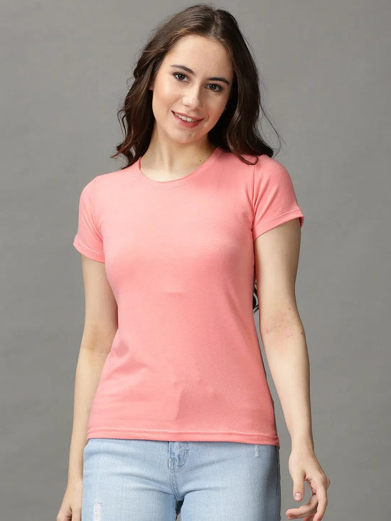 Women's Pink Solid Top-AE-10450-Pink