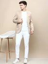 Men Beige Solid Casual Blazers-LBR-5500-Beige