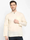 Hangup Men Standard Solid Men's Indian Wear-Cream_Magic_Bon_ShortKurta