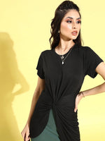 Veni Vidi Vici Black Asymmetric Hem Long Top