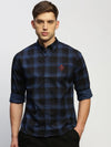 Men Blue Checked Shirt-CLEON-1787-Blue