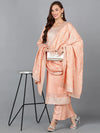 Peach Silk Blend Embroidered Party wear Suit